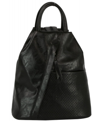 Laser Cut Printed Convertible Backpack Sling Bag JNM-0108 BLACK